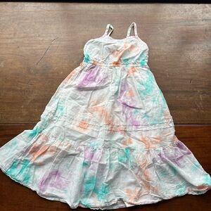 Cat & Jack White Maxi Dress with Mint, Lavender & Peach Tie-Dye